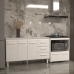 Gabinete Armário Carine 138 cm com Tampo Tampão e Balcão Evelyn Para cooktop 5 Bocas Branco