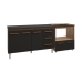 Gabinete Armário Carine 138 cm com Tampo Tampão e Balcão Evelyn Para cooktop 5 Bocas Savana e Preto