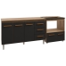 Gabinete Armário Carine 138 cm com Tampo Tampão e Balcão Evelyn Para cooktop 5 Bocas Savana com Preto