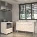Armário Gabinete Camila 138 cm com Tampo Tampão e Balcão Evelyn Para cooktop 4 Bocas Branco