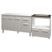 Armário Gabinete Camila 138 cm com Tampo Tampão e Balcão Evelyn Para cooktop 4 Bocas Branco