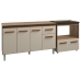 Armário Gabinete Camila 138 cm com Tampo Tampão e Balcão Evelyn Para cooktop 4 Bocas Savana e Off White