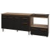 Armário Gabinete Camila 138 cm com Tampo Tampão e Balcão Evelyn Para cooktop 4 Bocas Savana com Preto