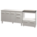 Armário Gabinete Camila 138 cm com Tampo Tampão e Balcão Evelyn Para cooktop 5 Bocas Branco
