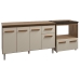 Armário Gabinete Camila 138 cm com Tampo Tampão e Balcão Evelyn Para cooktop 5 Bocas Savana e Off White