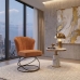 Poltrona Decorativa Estofada Base Aramado A&ccedil;o Refor&ccedil;ada Industrial Preto e Cor Terra Cota