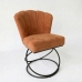 Poltrona Decorativa Estofada Base Aramado A&ccedil;o Refor&ccedil;ada Industrial Preto e Cor Terra Cota