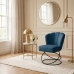 Poltrona Decorativa Estofada Base Aramado Aço Reforçada Industrial Preto e Cor Azul Marinho
