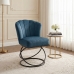Poltrona Decorativa Estofada Base Aramado Aço Reforçada Industrial Preto e Cor Azul Marinho