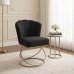 Poltrona Decorativa Estofada Base Aramado Aço Reforçada Industrial Champagne e Cor Preto