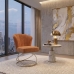 Poltrona Decorativa Estofada Base Aramado A&ccedil;o Refor&ccedil;ada Industrial Champagne e Cor Terra Cota