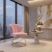 Poltrona Decorativa Estofada Base Aramado A&ccedil;o Refor&ccedil;ada Industrial Champagne e Cor Ros&ecirc;