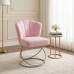 Poltrona Decorativa Estofada Base Aramado A&ccedil;o Refor&ccedil;ada Industrial Champagne e Cor Ros&ecirc;