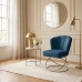 Poltrona Decorativa Estofada Base Aramado A&ccedil;o Refor&ccedil;ada Industrial Champagne e Azul Marinho