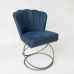 Poltrona Decorativa Estofada Base Aramado A&ccedil;o Refor&ccedil;ada Industrial Champagne e Azul Marinho