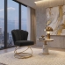 Poltrona Decorativa Estofada Base Aramado A&ccedil;o Refor&ccedil;ada Industrial Dourado e Cor Preto