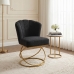 Poltrona Decorativa Estofada Base Aramado A&ccedil;o Refor&ccedil;ada Industrial Dourado e Cor Preto