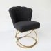 Poltrona Decorativa Estofada Base Aramado A&ccedil;o Refor&ccedil;ada Industrial Dourado e Cor Preto