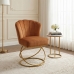 Poltrona Decorativa Estofada Base Aramado Aço Reforçada Industrial Dourado e Cor Terra Cota