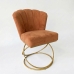 Poltrona Decorativa Estofada Base Aramado Aço Reforçada Industrial Dourado e Cor Terra Cota