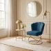Poltrona Decorativa Estofada Base Aramado A&ccedil;o Refor&ccedil;ada Industrial Dourado e Azul Marinho