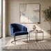 Poltrona Decorativa Moderno Luxo Base A&ccedil;o Refor&ccedil;ado Preto Cor Azul Marinho