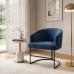 Poltrona Decorativa Moderno Luxo Base A&ccedil;o Refor&ccedil;ado Preto Cor Azul Marinho