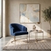 Poltrona Decorativa Moderno Luxo Base A&ccedil;o Refor&ccedil;ado Champanhe Cor Azul Marinho