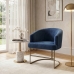 Poltrona Decorativa Moderno Luxo Base A&ccedil;o Refor&ccedil;ado Champanhe Cor Azul Marinho