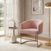 Poltrona Decorativa Moderno Luxo Base A&ccedil;o Refor&ccedil;ado Champanhe Cor Rose