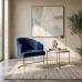Poltrona Decorativa Moderno Luxo Base A&ccedil;o Refor&ccedil;ado Dourado Cor Azul Marinho