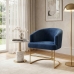 Poltrona Decorativa Moderno Luxo Base A&ccedil;o Refor&ccedil;ado Dourado Cor Azul Marinho