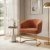 Poltrona Decorativa Moderno Luxo Base A&ccedil;o Refor&ccedil;ado Dourado Cor Terra Cota