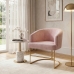 Poltrona Decorativa Moderno Luxo Base A&ccedil;o Refor&ccedil;ado Dourado Cor Rose