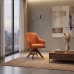 Poltrona Decorativa Base Madeira Girat&oacute;ria Design Moderno Alaska Terra Cota
