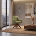 Poltrona Decorativa Base Madeira Girat&oacute;ria Design Moderno Alaska Oliva