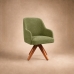 Poltrona Decorativa Base Madeira Girat&oacute;ria Design Moderno Alaska Oliva