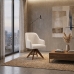 Poltrona Decorativa Base Madeira Girat&oacute;ria Design Moderno Alaska Off White