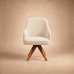 Poltrona Decorativa Base Madeira Girat&oacute;ria Design Moderno Alaska Off White