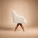 Poltrona Decorativa Base Madeira Girat&oacute;ria Design Moderno Alaska Off White