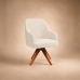 Poltrona Decorativa Base Madeira Girat&oacute;ria Design Moderno Alaska Off White
