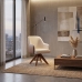 Poltrona Decorativa Base Madeira Girat&oacute;ria Design Moderno Alaska Natural Conhaque