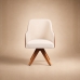 Poltrona Decorativa Base Madeira Girat&oacute;ria Design Moderno Alaska Natural Conhaque