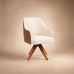 Poltrona Decorativa Base Madeira Girat&oacute;ria Design Moderno Alaska Natural Conhaque