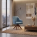 Poltrona Decorativa Base Madeira Girat&oacute;ria Design Moderno Alaska Celeste