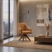 Poltrona Decorativa Base Madeira Girat&oacute;ria Design Moderno Alaska Caramelo