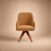 Poltrona Decorativa Base Madeira Girat&oacute;ria Design Moderno Alaska Caramelo