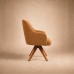 Poltrona Decorativa Base Madeira Girat&oacute;ria Design Moderno Alaska Caramelo