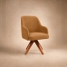 Poltrona Decorativa Base Madeira Girat&oacute;ria Design Moderno Alaska Caramelo