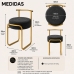 Kit 2 Puff Redondo Estofado Base Refor&ccedil;ada A&ccedil;o Metal Dourado Preto